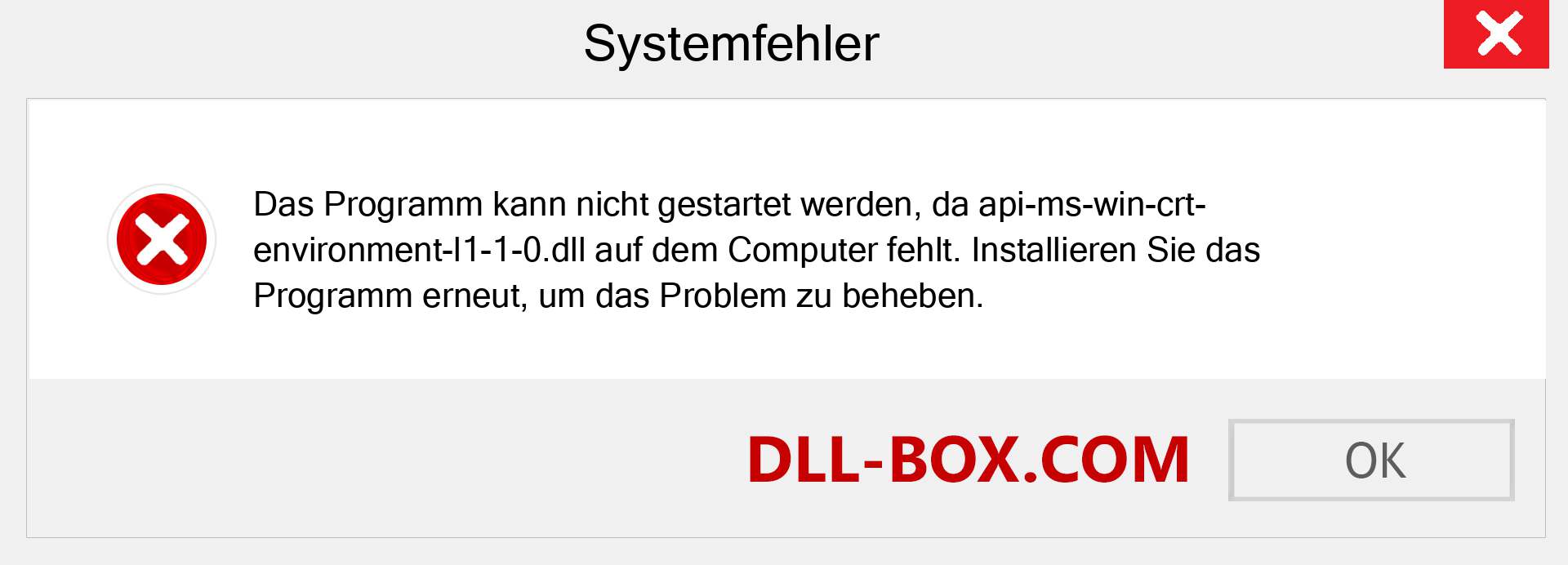 api-ms-win-crt-environment-l1-1-0.dll-Datei fehlt?. Download für Windows 7, 8, 10 - Fix api-ms-win-crt-environment-l1-1-0 dll Missing Error unter Windows, Fotos, Bildern